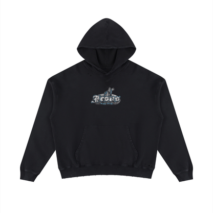 Unisex Mineral Wash Distressed Hoodie