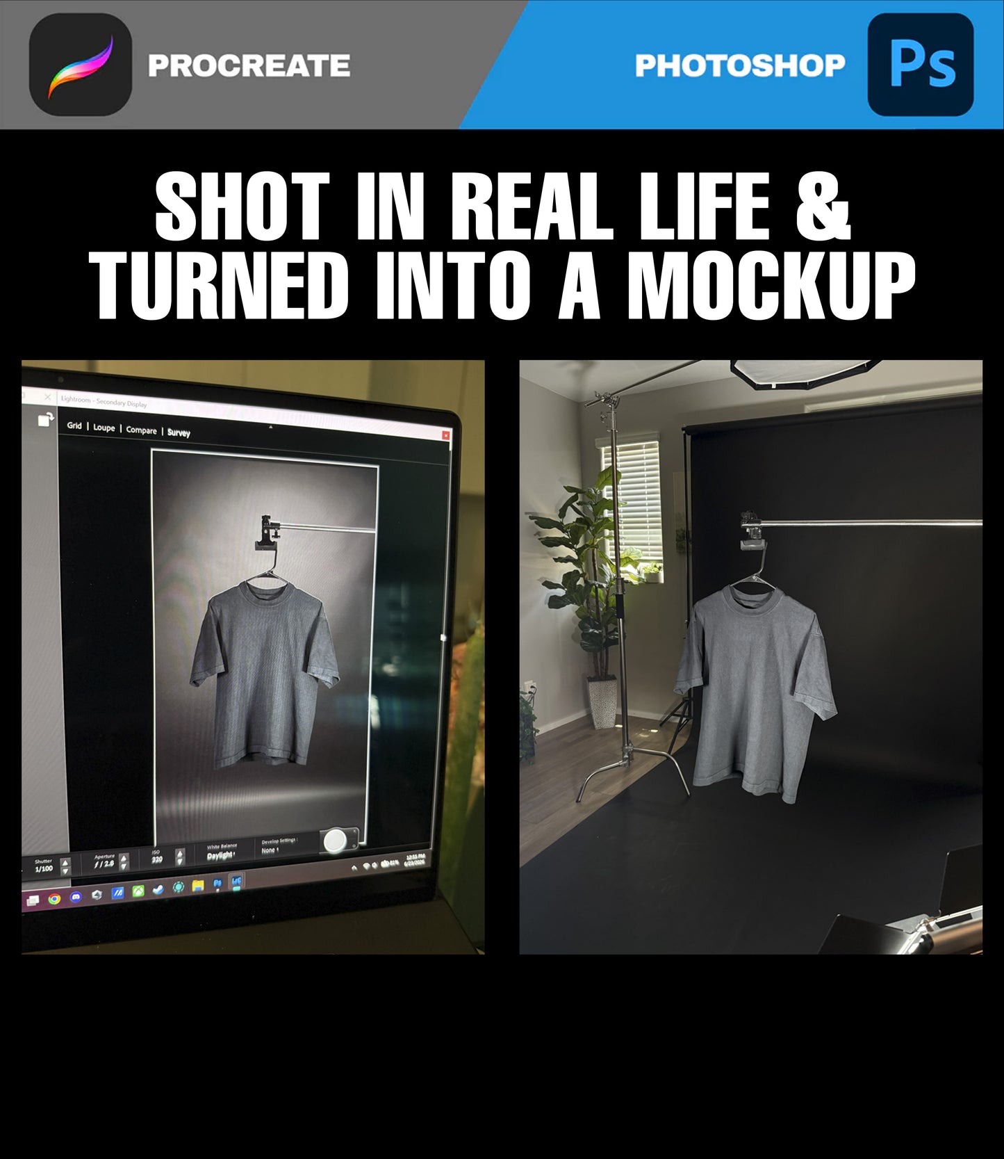 HANGING TEE MOCKUP (PHOTOSHOP & PROCREATE)